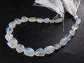 Natural White Rainbow Moonstone Tumble Beads Multi Fire Smooth Polished Gemstone Nugget 8 Inch Strand 14X8To7X5MM Approx Loose Stone Jewelry