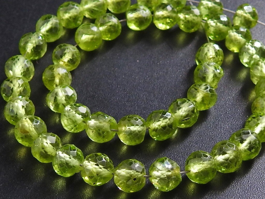 Natural Peridot Faceted Sphere Ball Round Bead 8" Strand 5mm Delicate Green Gemstone Spacer Beads for Wholesale Jewelry Making Supply PME-B7