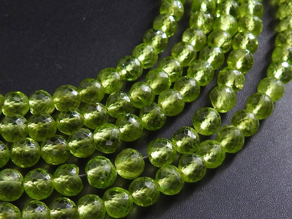Natural Peridot Faceted Sphere Ball Round Bead 8" Strand 5mm Delicate Green Gemstone Spacer Beads for Wholesale Jewelry Making Supply PME-B7