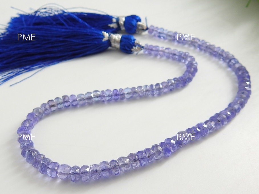 Natural Tanzanite Faceted Rondelle Beads 9Inch Strand Genuine Blue Violet Precious Gemstone Loose Micro Faceted Jewelry Supply