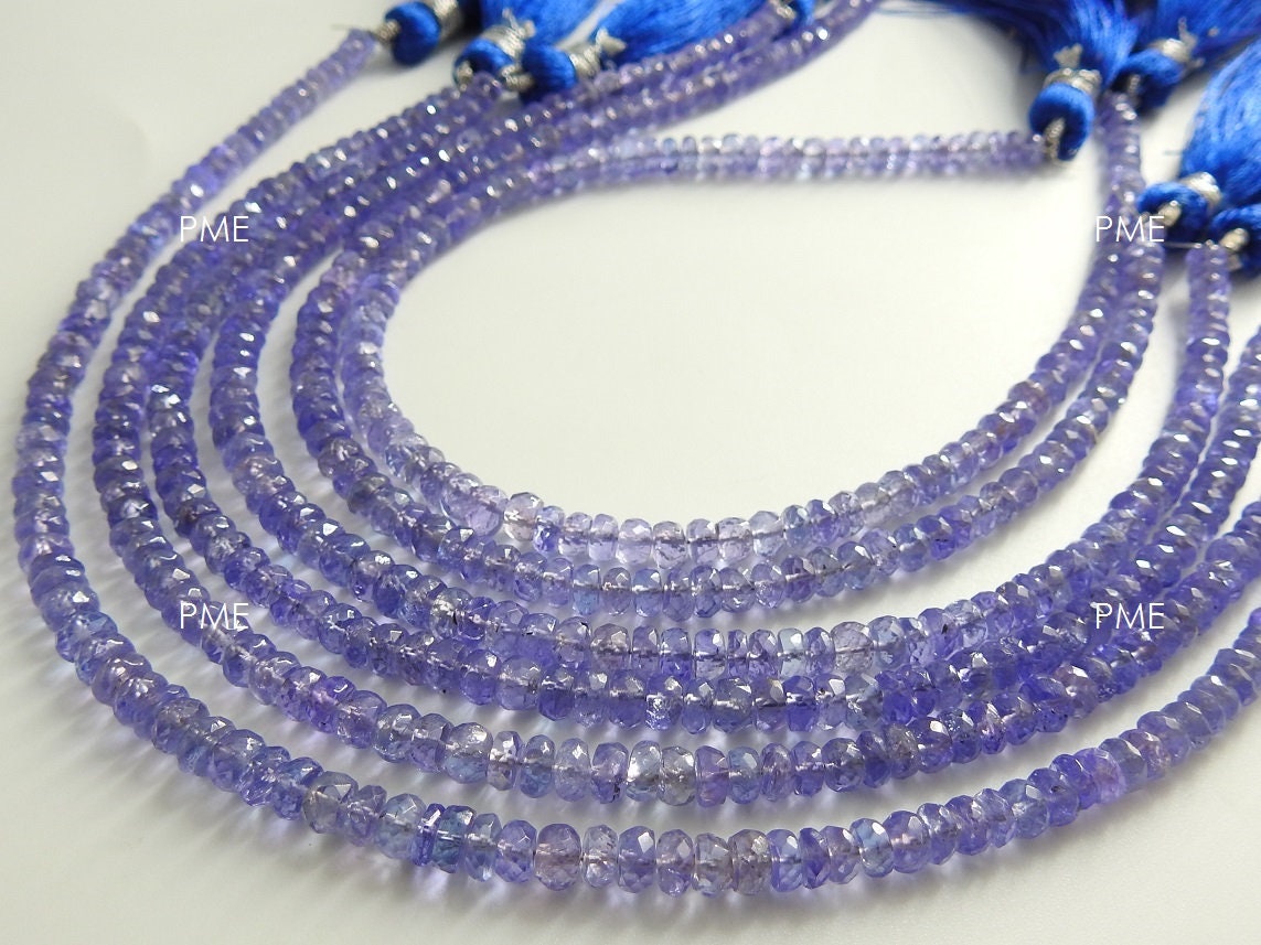 Natural Tanzanite Faceted Rondelle Beads 9Inch Strand Genuine Blue Violet Precious Gemstone Loose Micro Faceted Jewelry Supply
