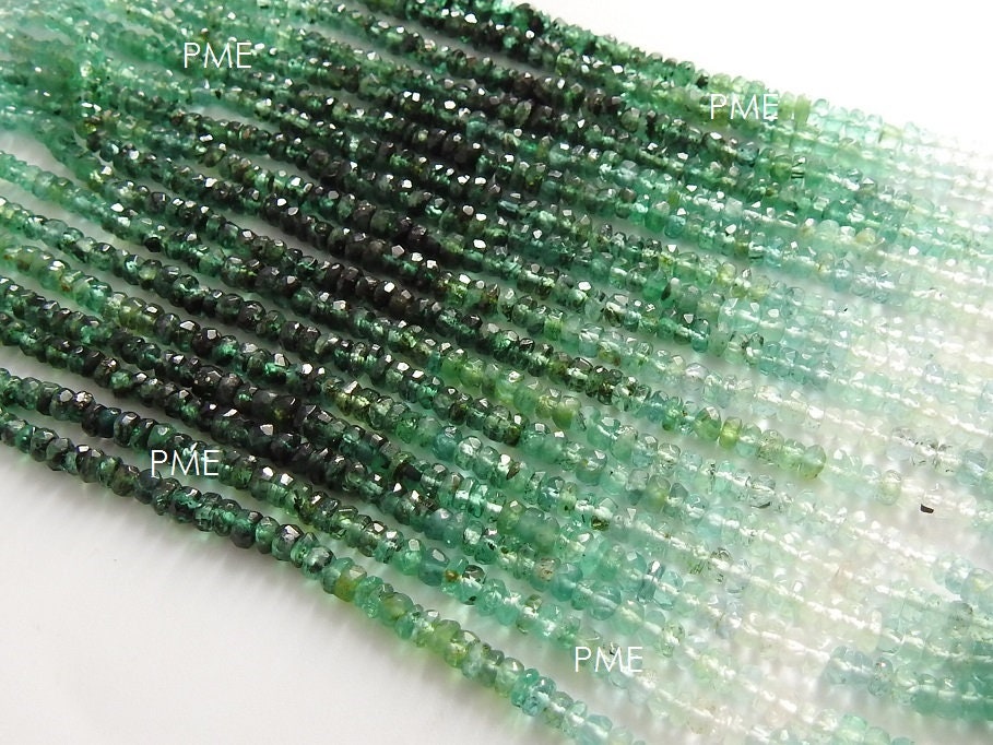Natural Emerald Multi Shaded Faceted Roundel Beads 3mm Loose Gemstone 16 Inch Strand Rondelle Bead for Handmade Jewelry Making Supplies