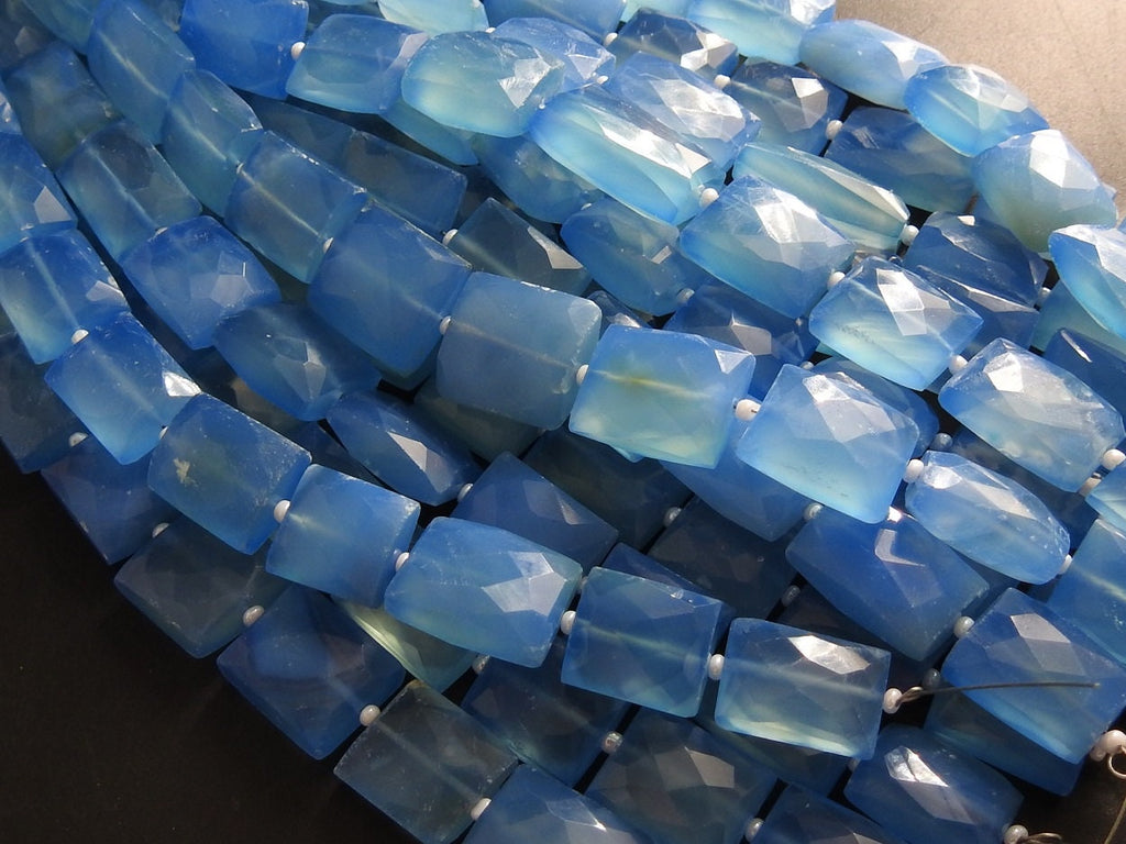 Natural Blue Chalcedony Beads Faceted Baguette Shape 10 Piece Strand 16x12mm Loose Gemstone Wholesale Supply for Jewelry Making PME-CY2