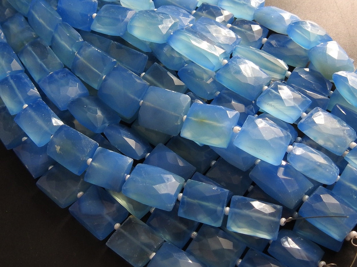 Natural Blue Chalcedony Beads Faceted Baguette Shape 10 Piece Strand 16x12mm Loose Gemstone Wholesale Supply for Jewelry Making PME-CY2