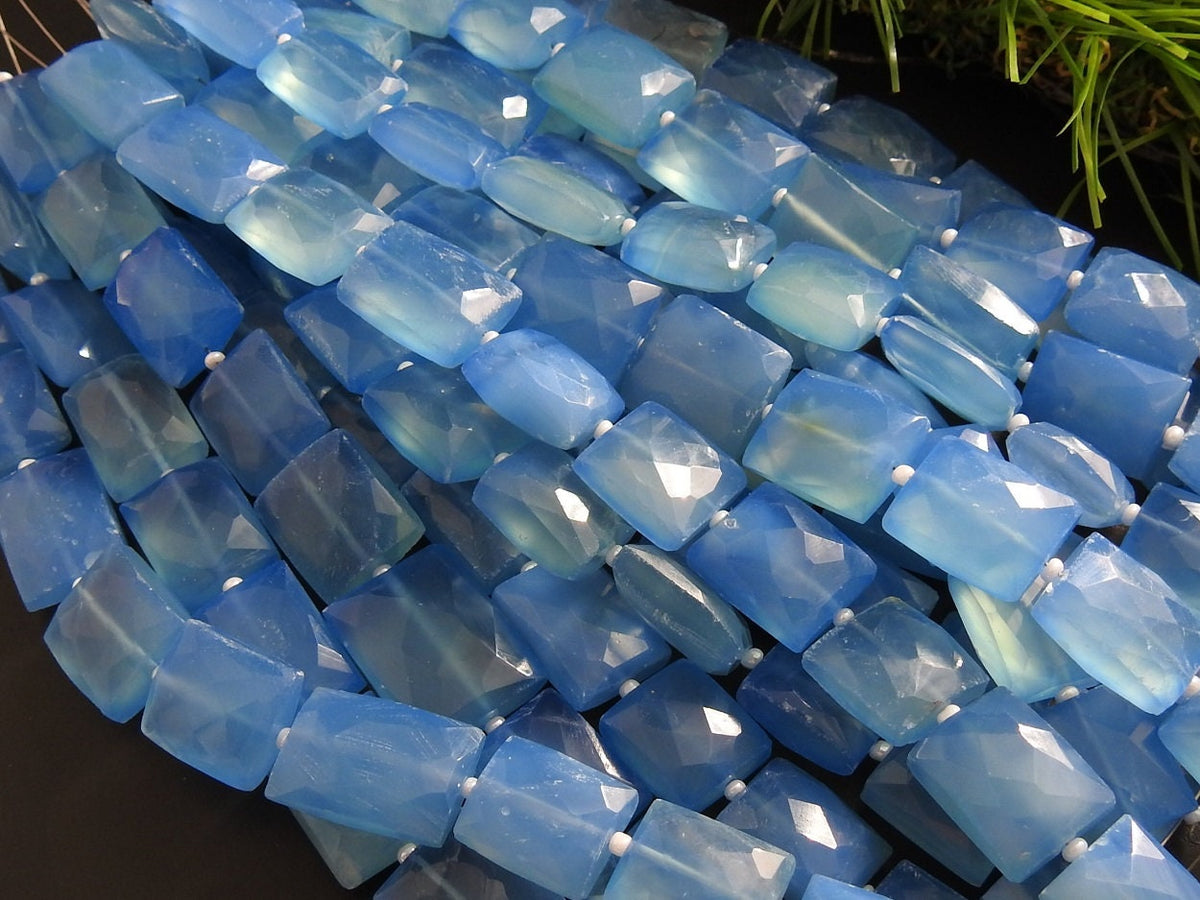 Natural Blue Chalcedony Beads Faceted Baguette Shape 10 Piece Strand 16x12mm Loose Gemstone Wholesale Supply for Jewelry Making PME-CY2