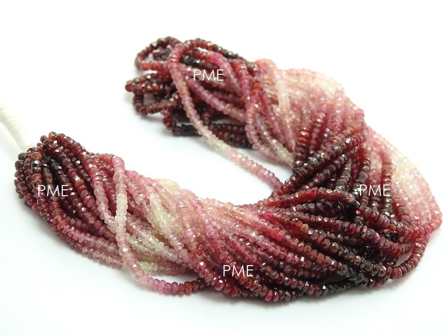Natural Ruby Shaded Faceted Roundel Bead For Making Jewelry 16Inch 3MM Approx Gemstone Loose Strand DIY Earring Material PME-B6