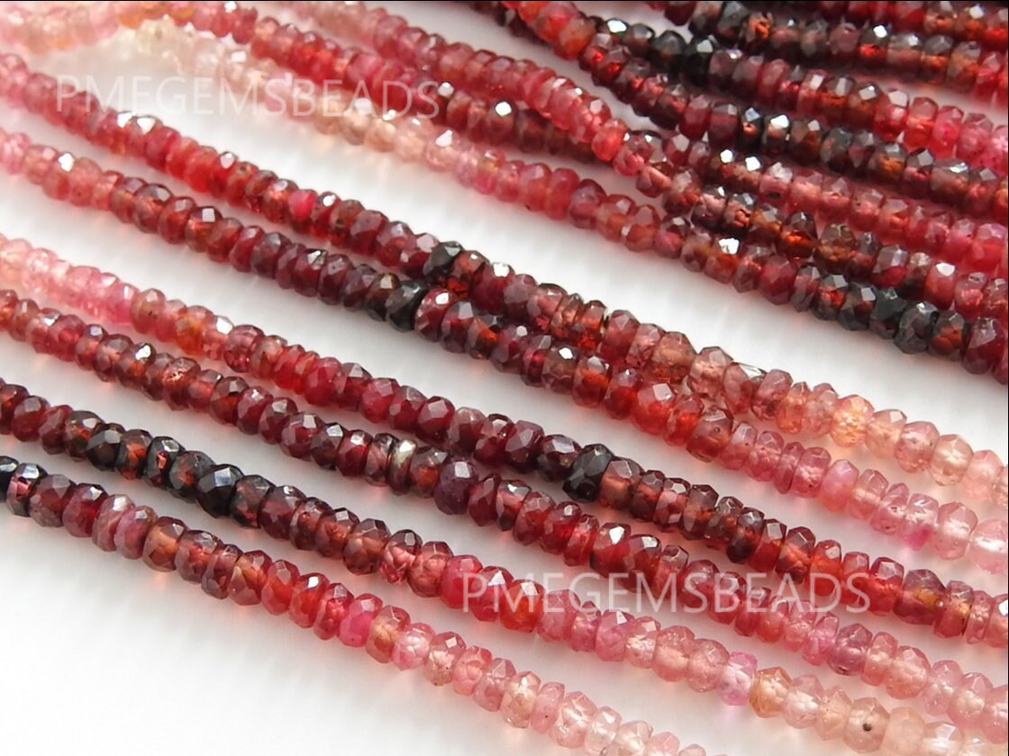 Natural Ruby Shaded Faceted Roundel Bead For Making Jewelry 16Inch 3MM Approx Gemstone Loose Strand DIY Earring Material PME-B6