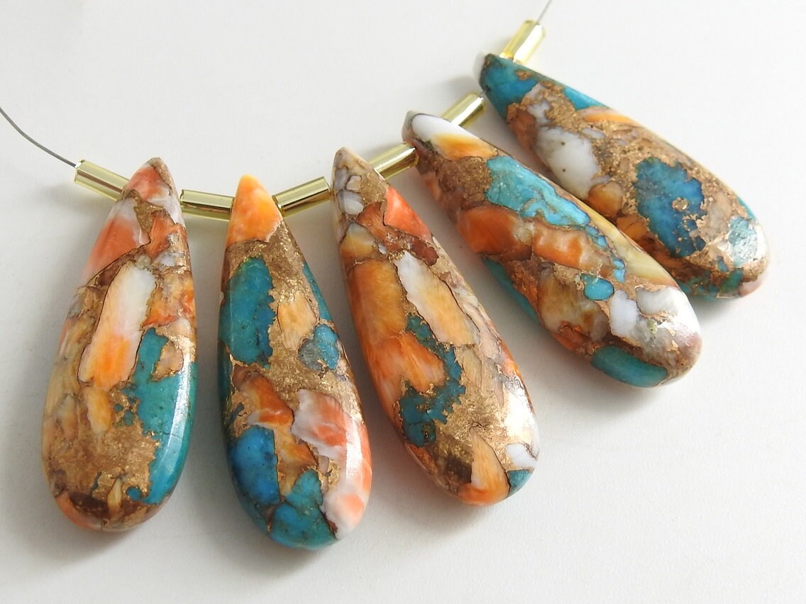 Copper Turquoise Smooth Teardrop Loose Stone 2Piece 30X10MM Earrings Pair Wholesale For DIY Jewelry Makers Gems PME-CY3