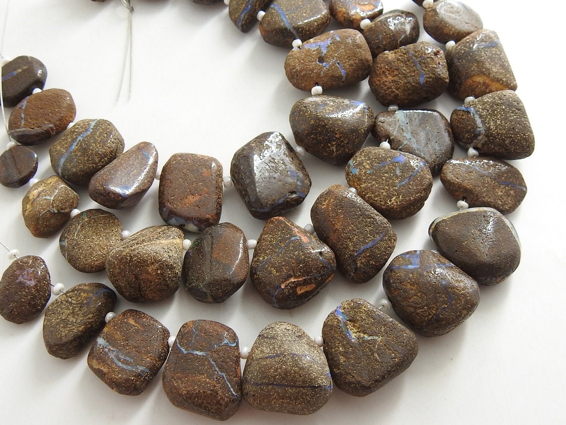Natural Australian Boulder Opal Multi Fire Smooth Fancy Nugget Gemstone Bead Strand For Jewelry Making 13 Piece WM-R1