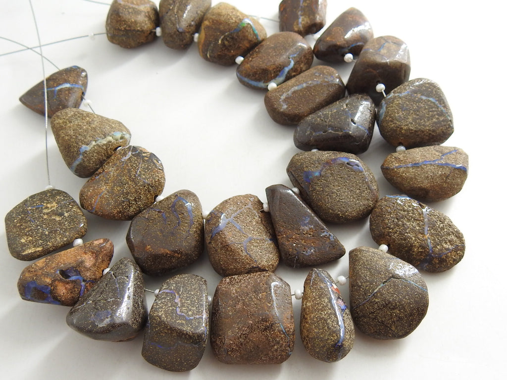 Natural Australian Boulder Opal Multi Fire Smooth Fancy Nugget Gemstone Bead Strand For Jewelry Making 13 Piece WM-R1