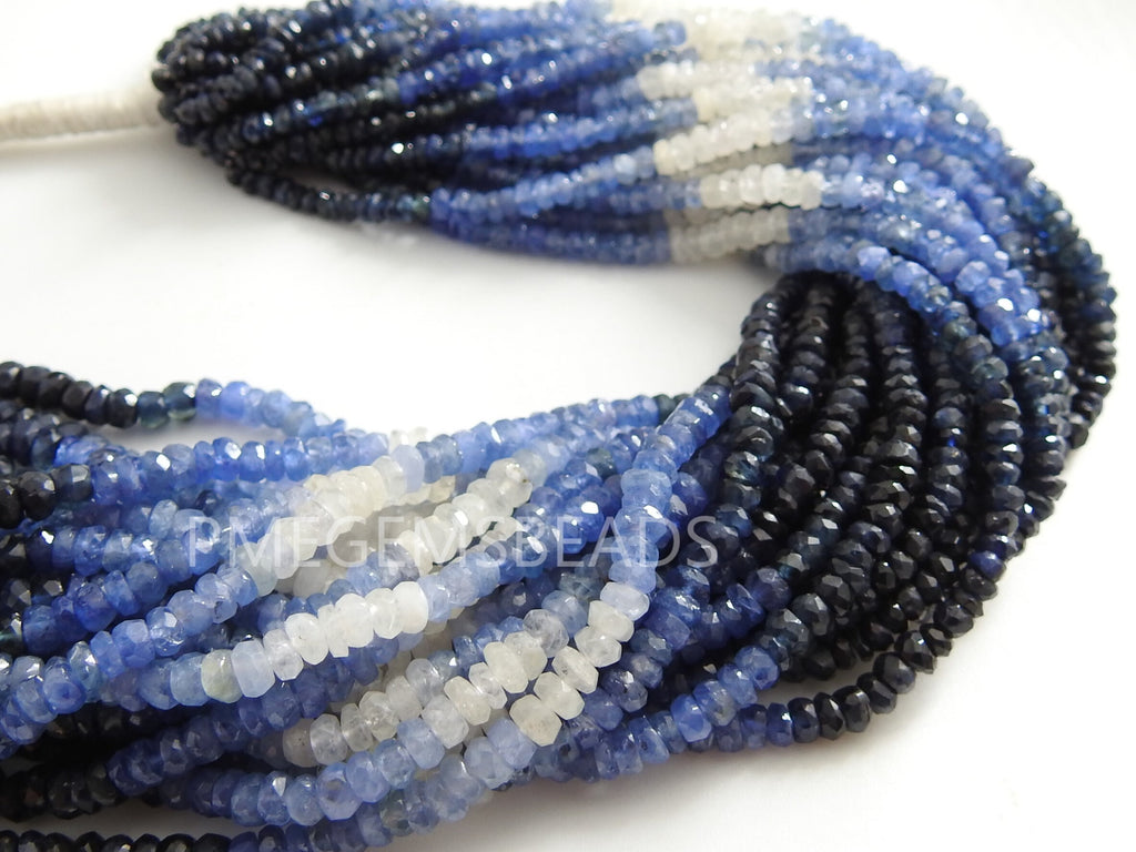 Blue Sapphire Bead Multi Shaded Faceted Roundel Bead 16 Inches 3MM Approx Natural Stone Loose Beads Wholesale Jewelry Making Supply Findings