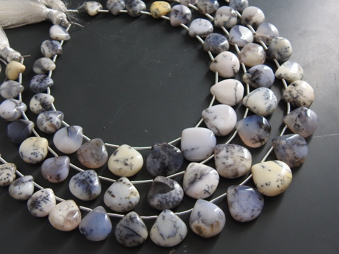 Dendritic Opal Smooth Hearts Shape Teardrop 20Piece 14X14To9X9MM Approx Natural Stone MS-BR8