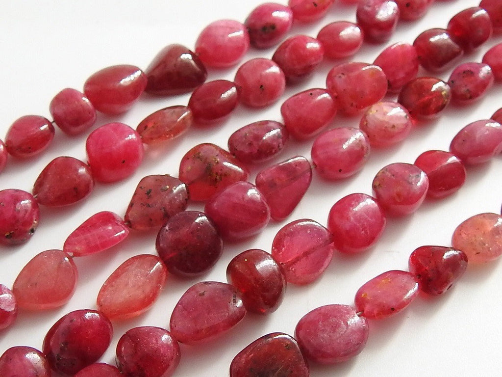 Ruby Smooth Tumble Nugget For Making Jewelry 8Inches Strand 10x8To7x5mm Wholesaler Supplies Natural Red Precious Gemstone Loose Spacer Bead