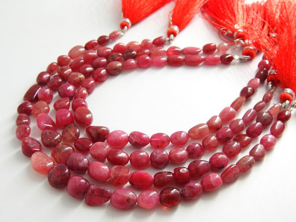Ruby Smooth Tumble Nugget For Making Jewelry 8Inches Strand 10x8To7x5mm Wholesaler Supplies Natural Red Precious Gemstone Loose Spacer Bead