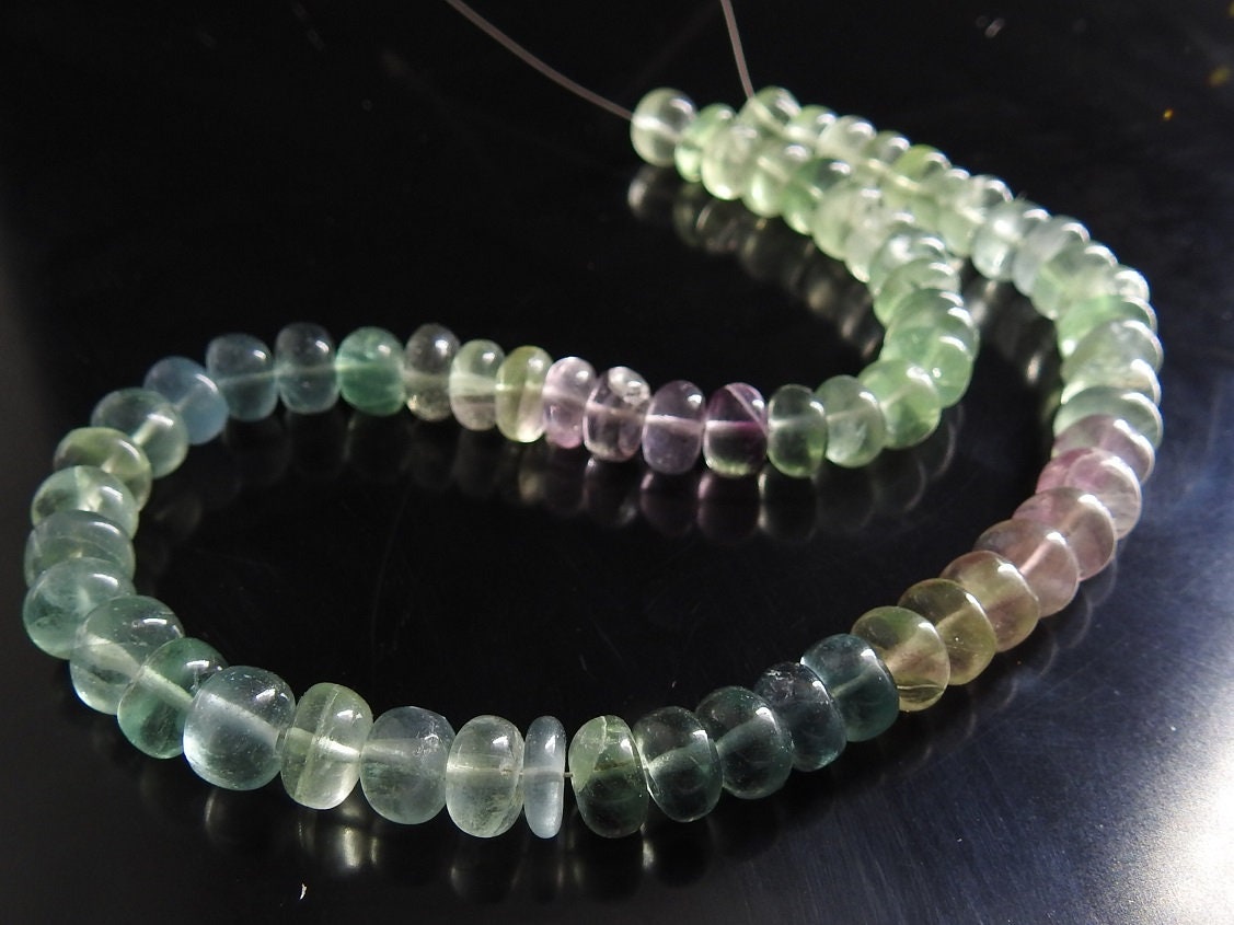 Wholesale Natural Fluorite Multi Shaded Smooth Rondelle Beads 8 Inches Strand Loose Gemstone Spacer Bead For DIY Jewelry Making Supplies