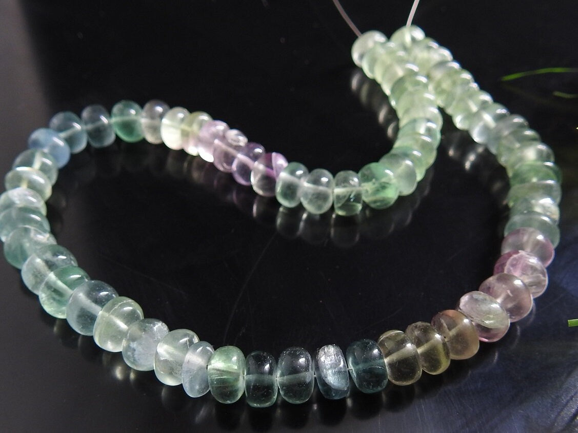 Wholesale Natural Fluorite Multi Shaded Smooth Rondelle Beads 8 Inches Strand Loose Gemstone Spacer Bead For DIY Jewelry Making Supplies