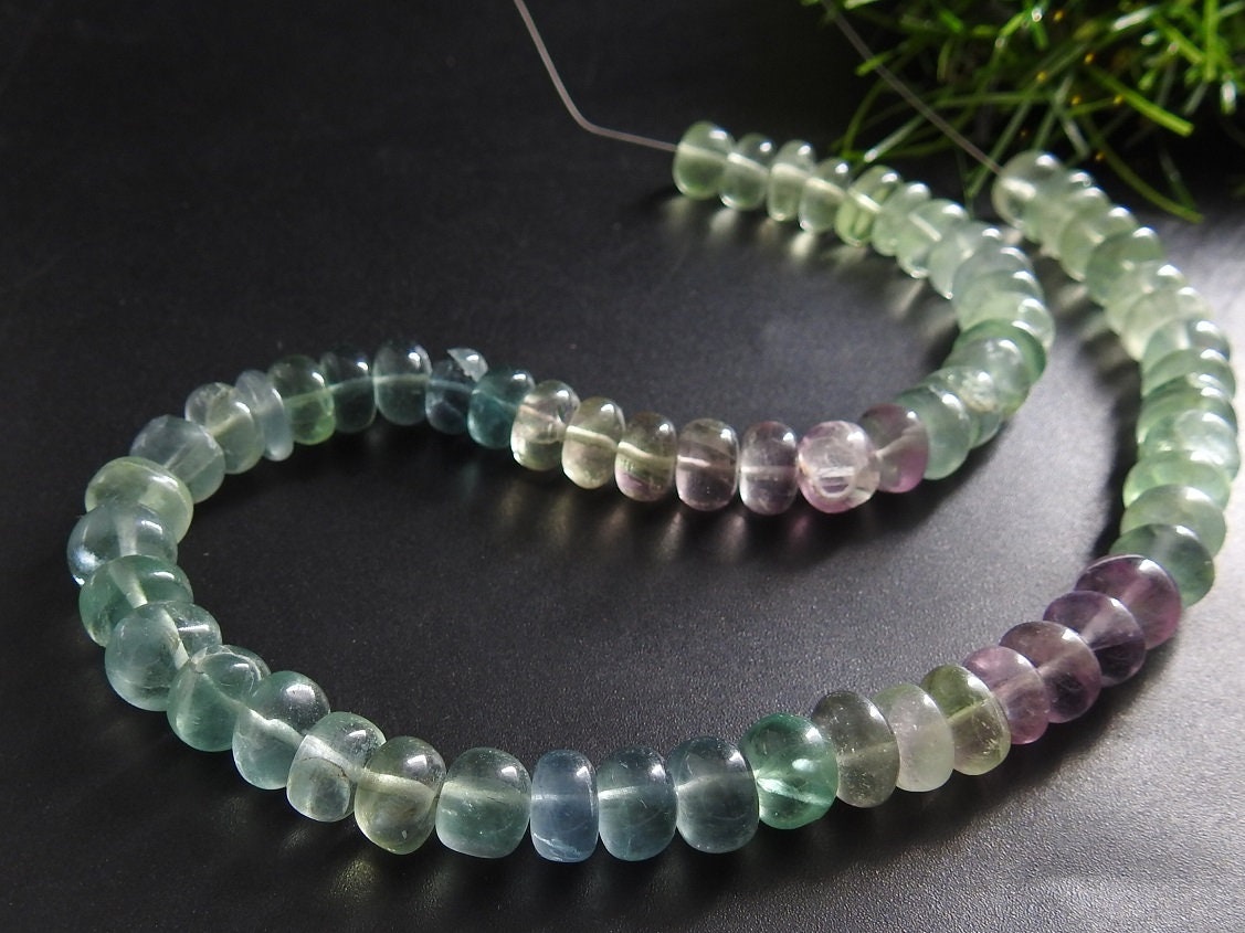 Wholesale Natural Fluorite Multi Shaded Smooth Rondelle Beads 8 Inches Strand Loose Gemstone Spacer Bead For DIY Jewelry Making Supplies