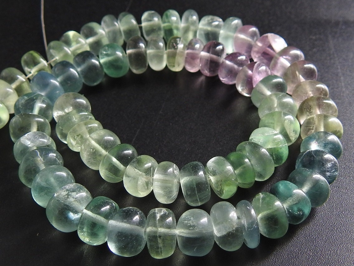Wholesale Natural Fluorite Multi Shaded Smooth Rondelle Beads 8 Inches Strand Loose Gemstone Spacer Bead For DIY Jewelry Making Supplies
