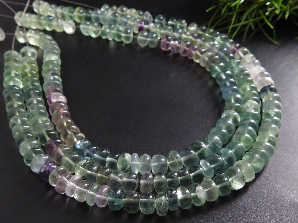 Wholesale Natural Fluorite Multi Shaded Smooth Rondelle Beads 8 Inches Strand Loose Gemstone Spacer Bead For DIY Jewelry Making Supplies