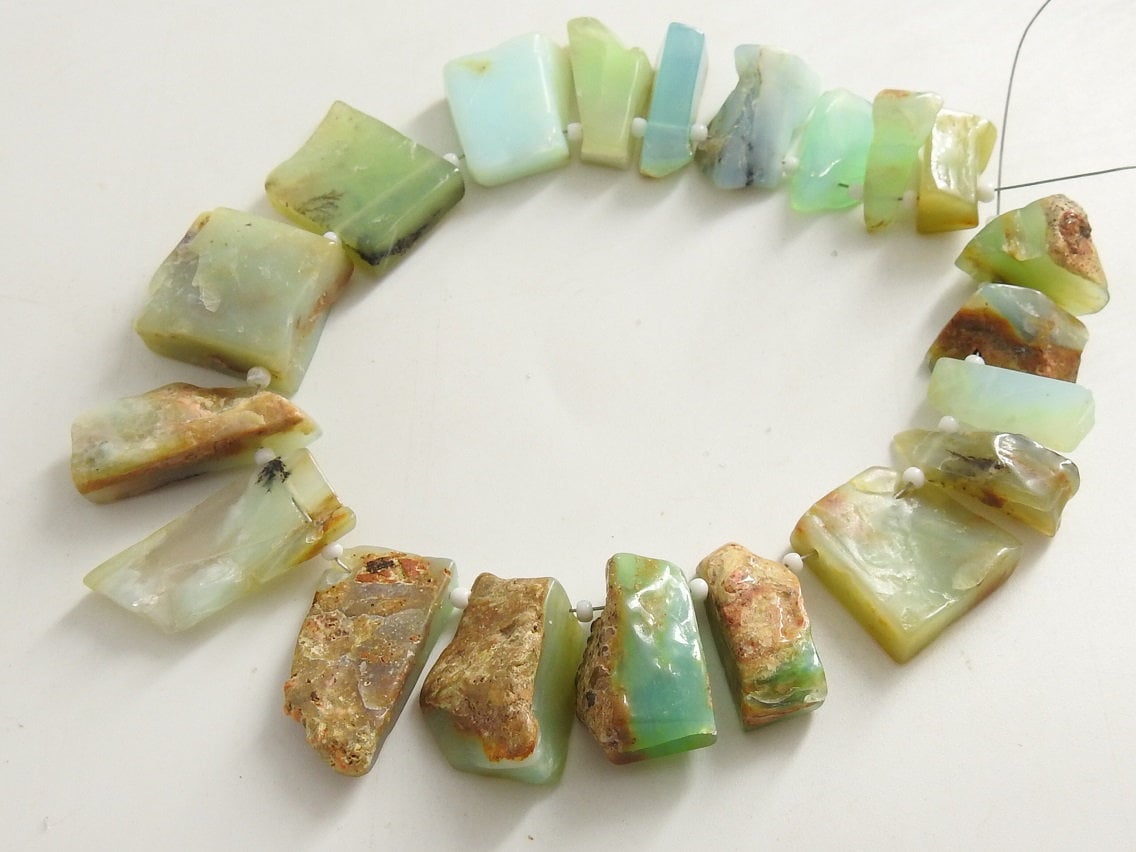 Peruvian Opal Polished Rough Slice Beads 8Inch Strand 30x20-14x10mm Wholesale Natural Stone Slices for Jewelry Making DIY Craft Supplies RB8