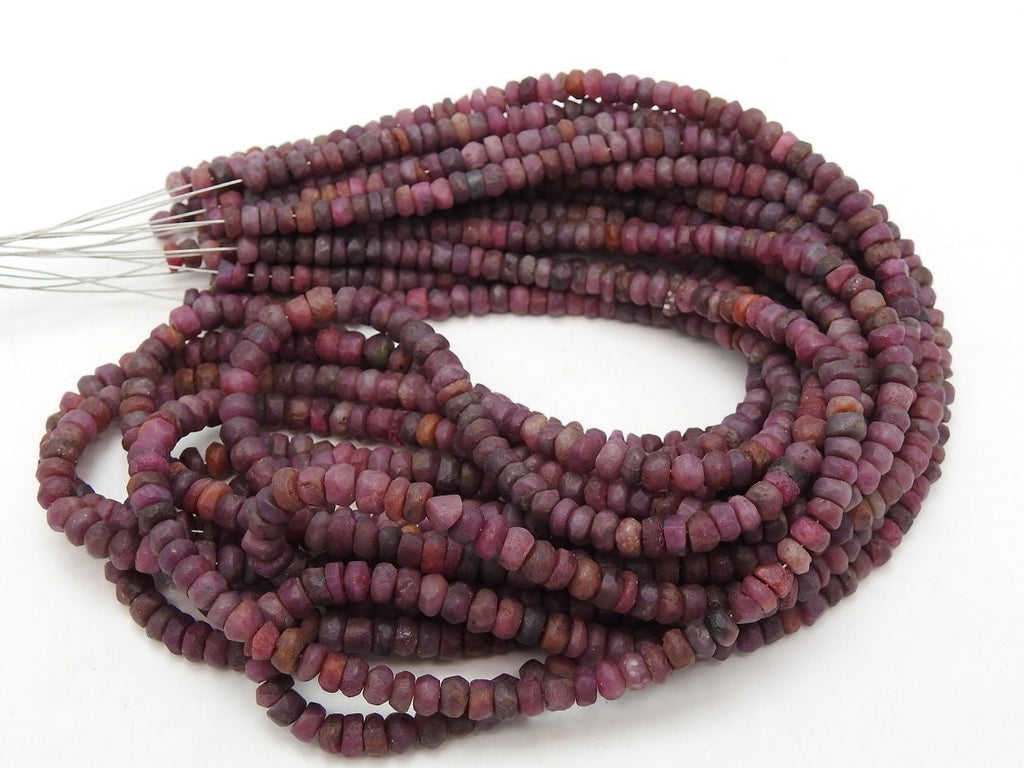 Ruby Smooth Matte Polished Roundel Bead 16Inch Strand For Jewelry Making Natural Stone W-B4