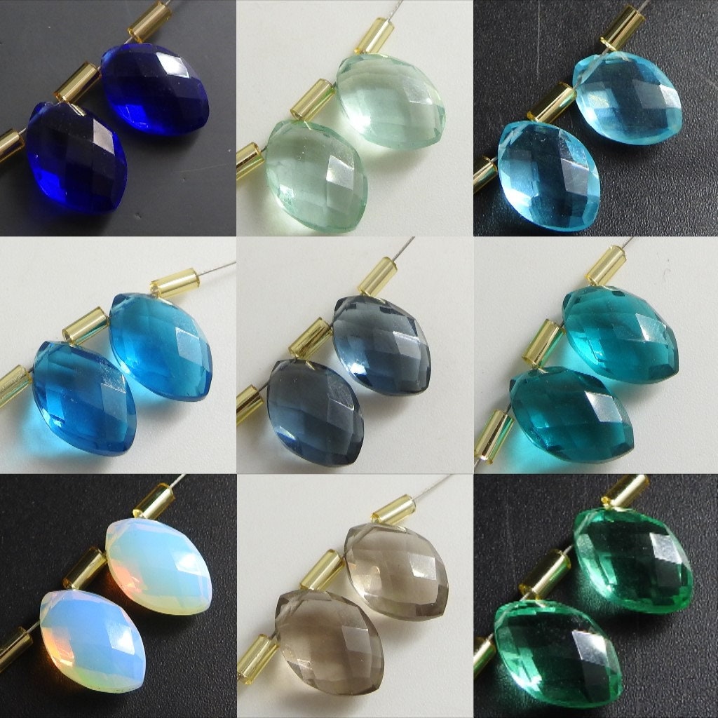 Faceted Quartz Marquise Earring Stones Matched Pair 2Pc Set 12x8mm Clear Gemstone Teardrop Drops For Jewelry Making Craft Wholesaler PME-QA
