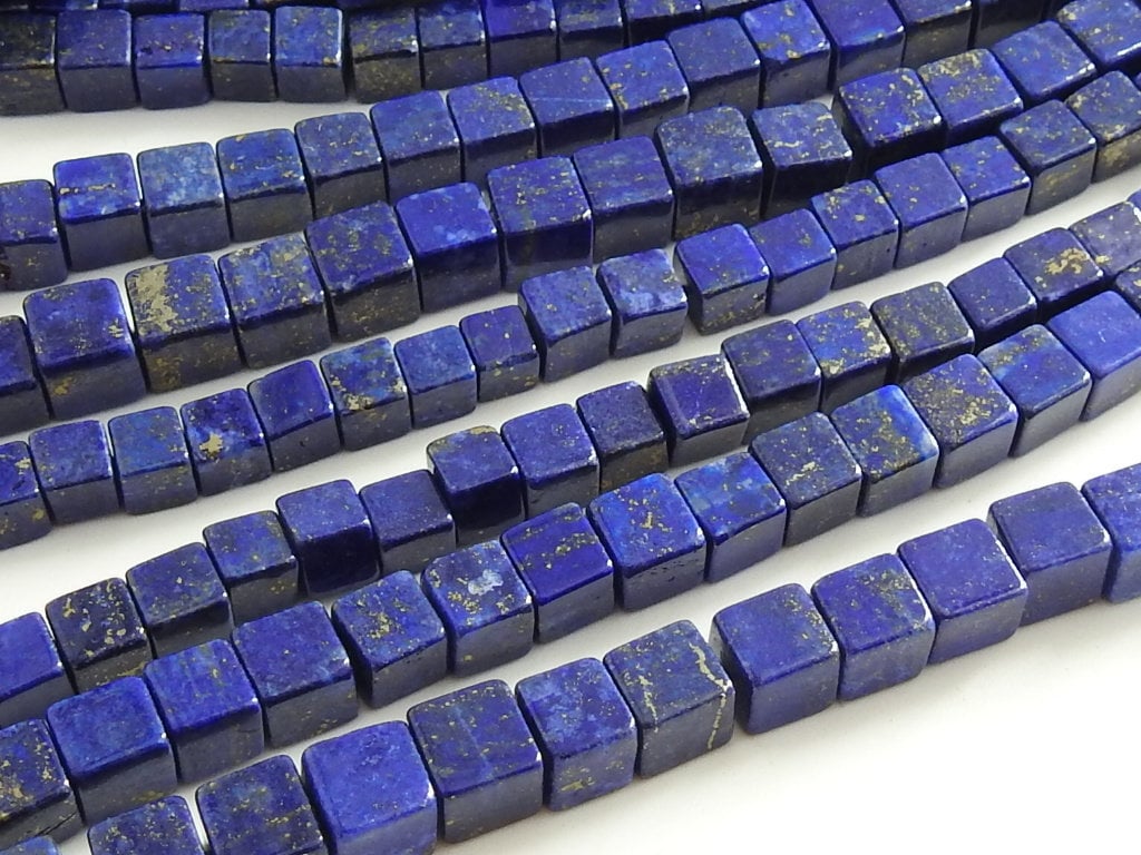 Lapis Lazuli Cube Box Bead Smooth Polished For Jewelry Making 16Inch Strand CB2