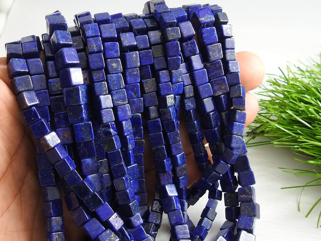 Lapis Lazuli Cube Box Bead Smooth Polished For Jewelry Making 16Inch Strand CB2