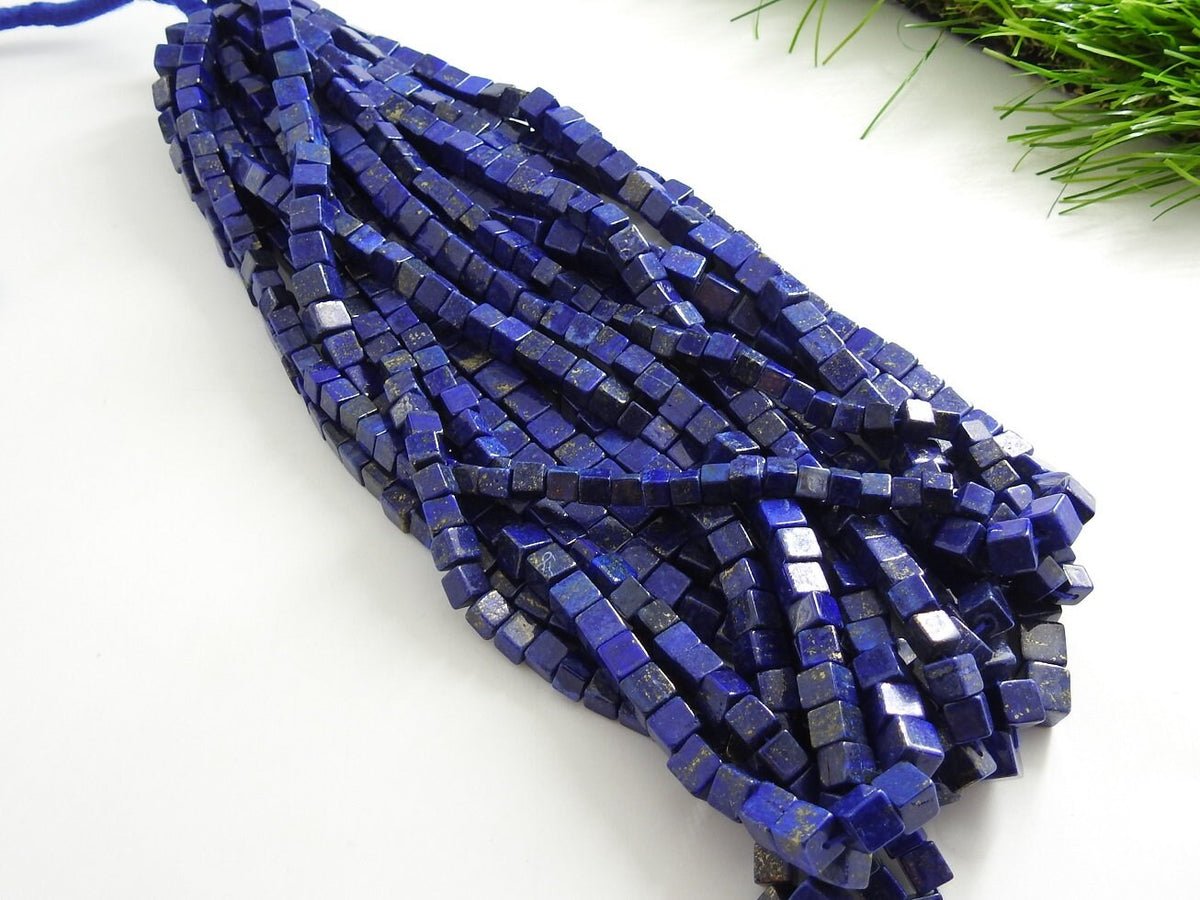 Lapis Lazuli Cube Box Bead Smooth Polished For Jewelry Making 16Inch Strand CB2