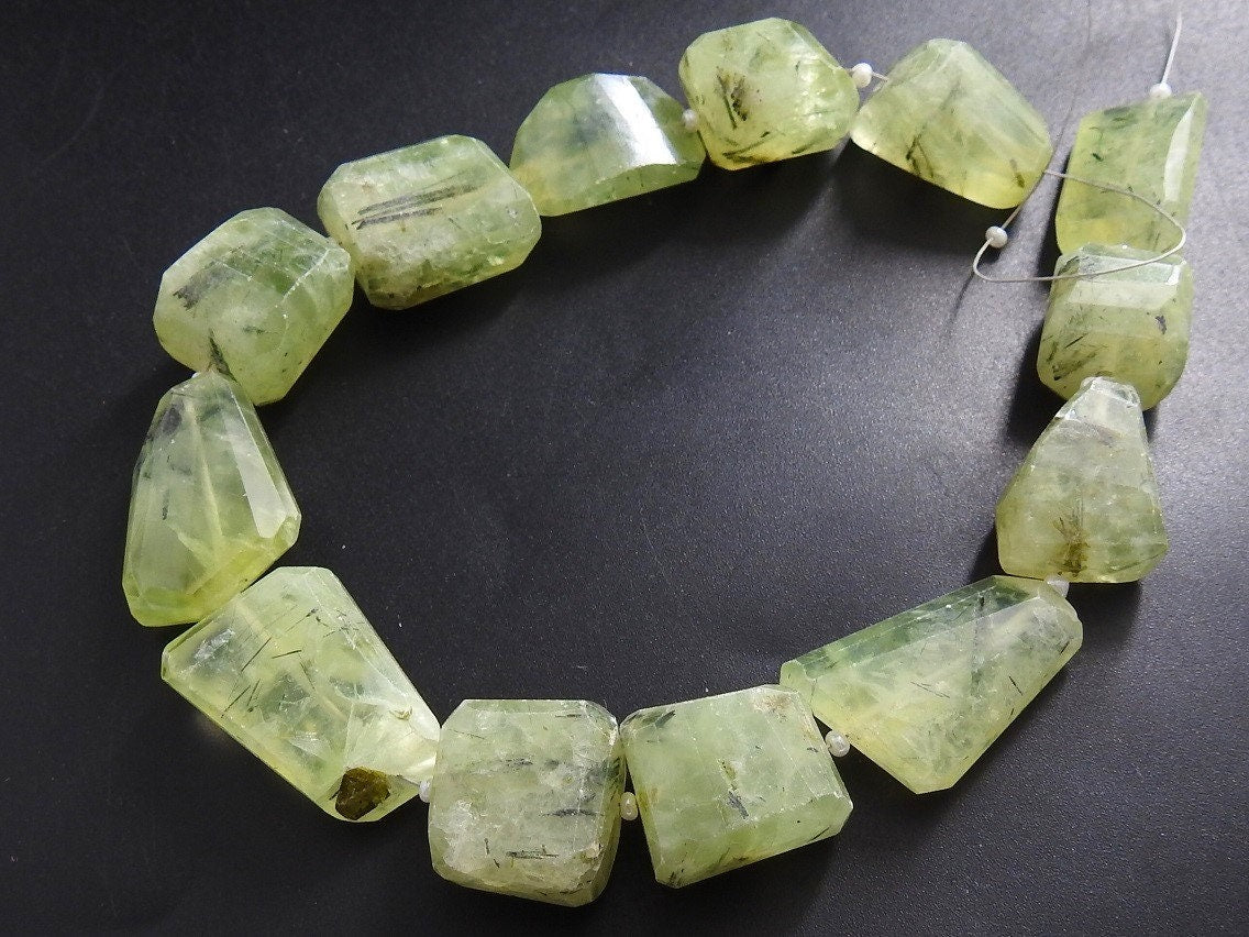 Natural Prehnite Faceted Nugget Beads 10 Inch Strand, 14-20mm Tumbled Gemstone Beads for Jewelry Making, Wholesale Loose Gemstone