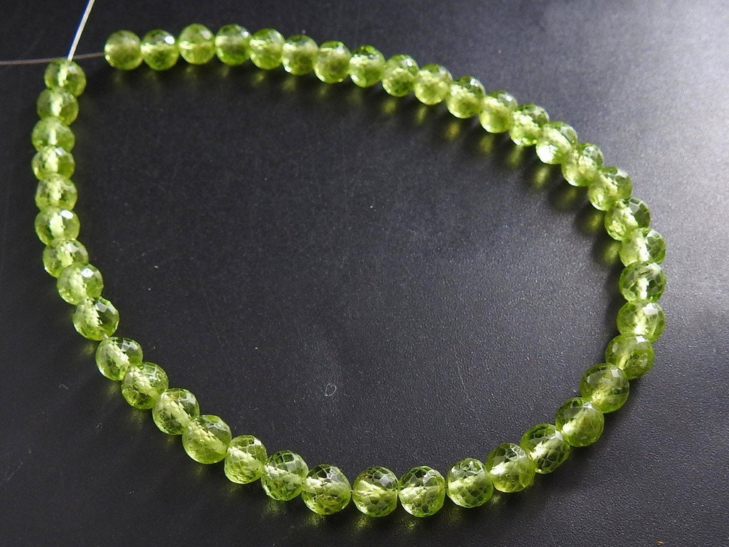 Natural Peridot Faceted Sphere Ball Round Bead 8" Strand 5mm Delicate Green Gemstone Spacer Beads for Wholesale Jewelry Making Supply PME-B7