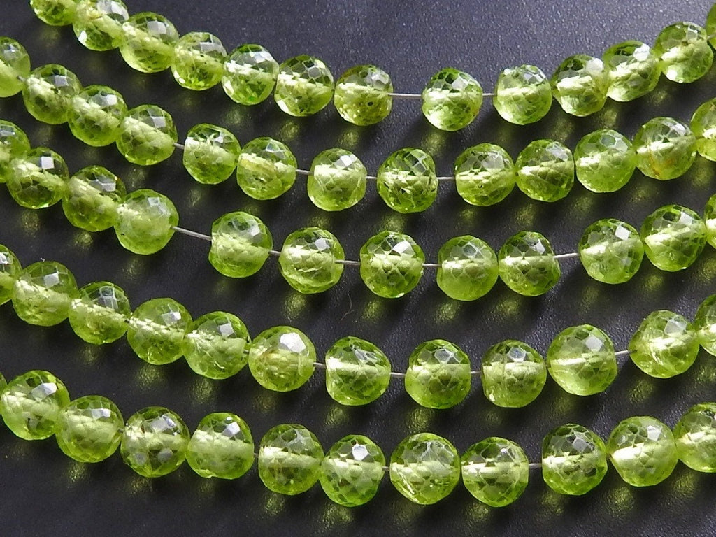 Natural Peridot Faceted Sphere Ball Round Bead 8" Strand 5mm Delicate Green Gemstone Spacer Beads for Wholesale Jewelry Making Supply PME-B7