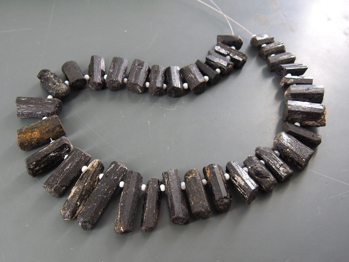 Black Tourmaline Natural Crystal Rough Stick 10Inches 25To10MM Approx Loose Raw Stone For Jewelry Makers R6