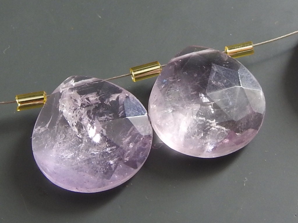 Pink Amethyst Faceted Heart Shape Teardrop For Making Jewelry Earring Pair Natural Stone Wholesaler Supplies PME-CY3
