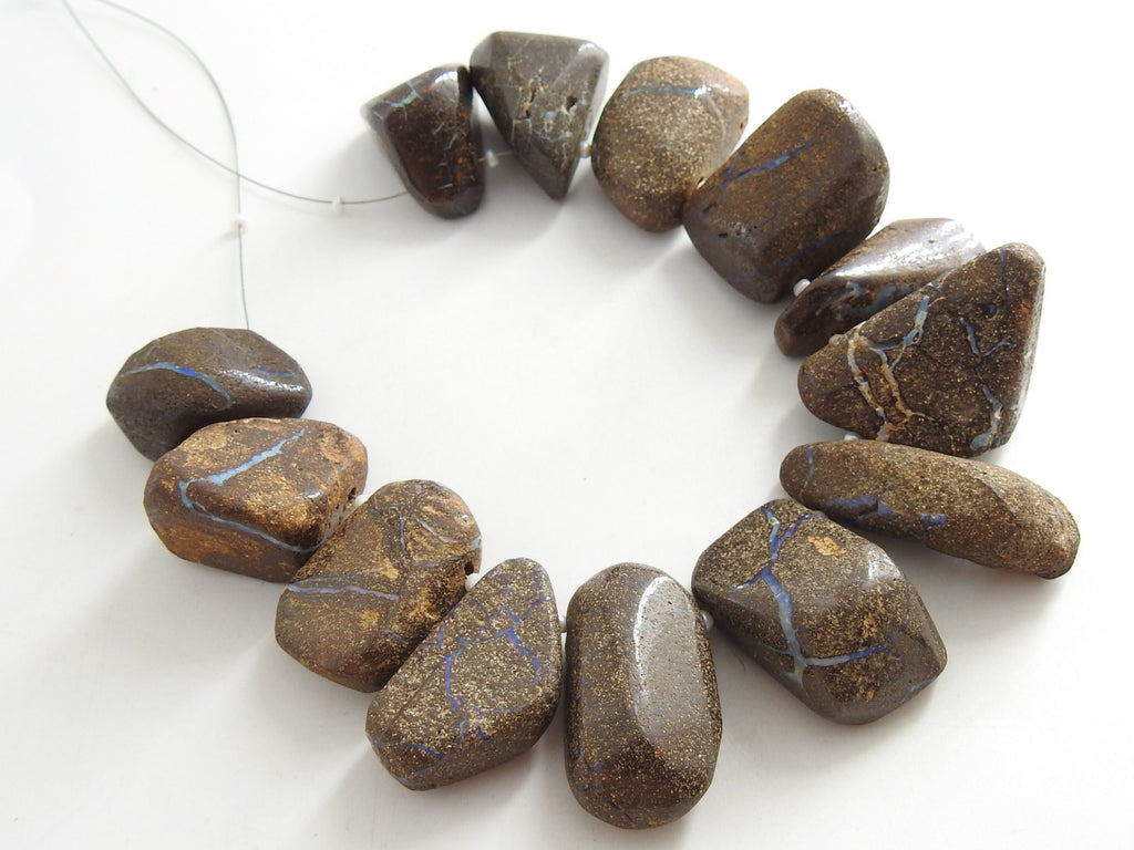 Natural Australian Boulder Opal Multi Fire Smooth Fancy Nugget Gemstone Bead Strand For Jewelry Making 13 Piece WM-R1