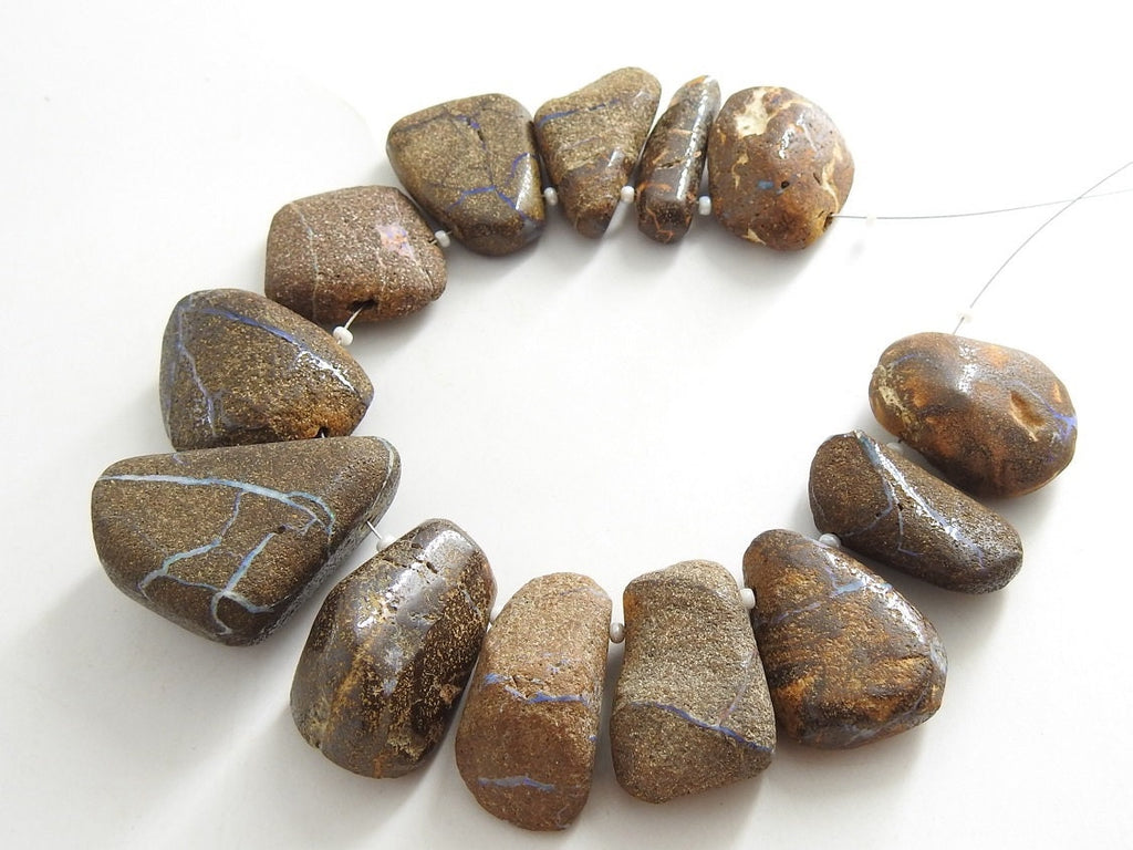 Natural Australian Boulder Opal Multi Fire Smooth Fancy Nugget Gemstone Bead Strand For Jewelry Making 13 Piece WM-R1