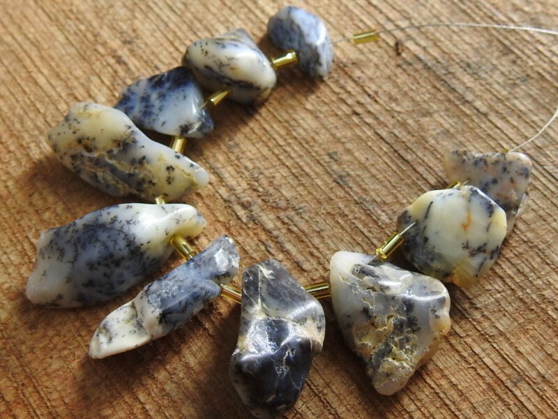 Dendrite Opal Natural Polished Rough Briolettes/Loose Raw Stone/10Piece Strand 26X17To13X10MM Approx/Wholesale Price/New Arrival/R5