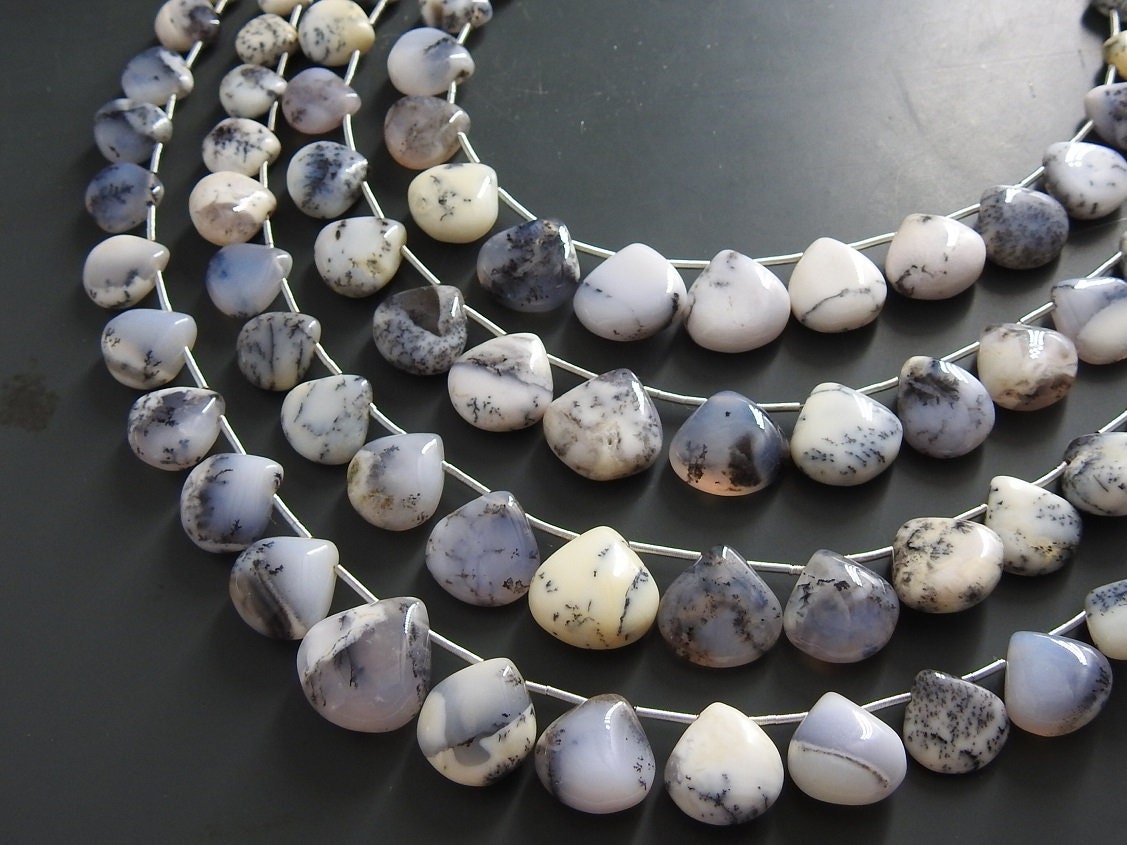 Dendritic Opal Smooth Hearts Shape Teardrop 20Piece 14X14To9X9MM Approx Natural Stone MS-BR8