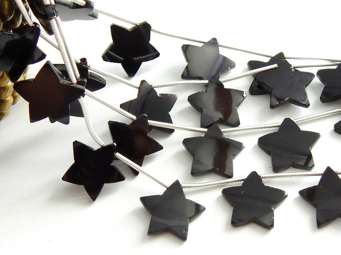 Black Onyx Smooth Star Shape Briolette Calibrated Bead 10Piece 15-14MM Approx One Of A Kind Wholesale Stones Supply for Jewelry Making
