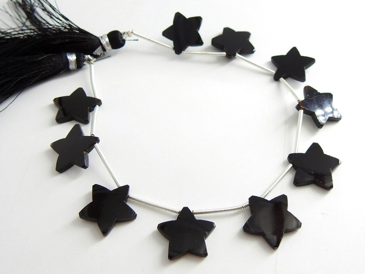 Black Onyx Smooth Star Shape Briolette Calibrated Bead 10Piece 15-14MM Approx One Of A Kind Wholesale Stones Supply for Jewelry Making