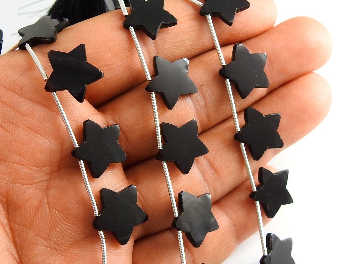 Black Onyx Smooth Star Shape Briolette Calibrated Bead 10Piece 15-14MM Approx One Of A Kind Wholesale Stones Supply for Jewelry Making