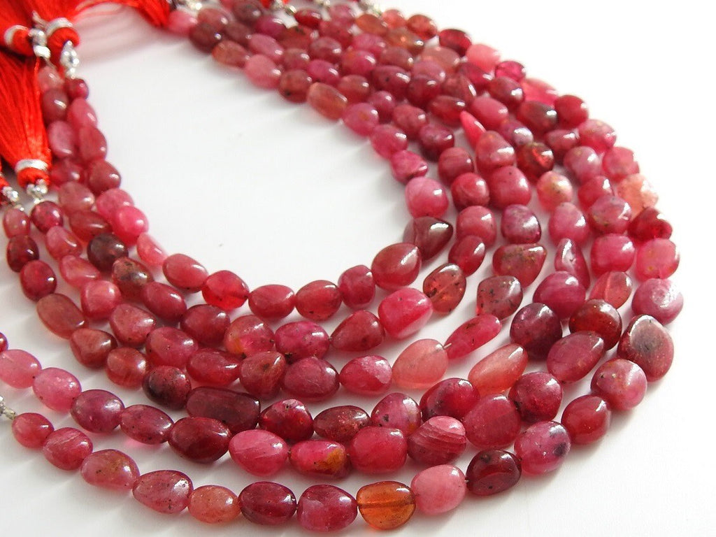 Ruby Smooth Tumble Nugget For Making Jewelry 8Inches Strand 10x8To7x5mm Wholesaler Supplies Natural Red Precious Gemstone Loose Spacer Bead