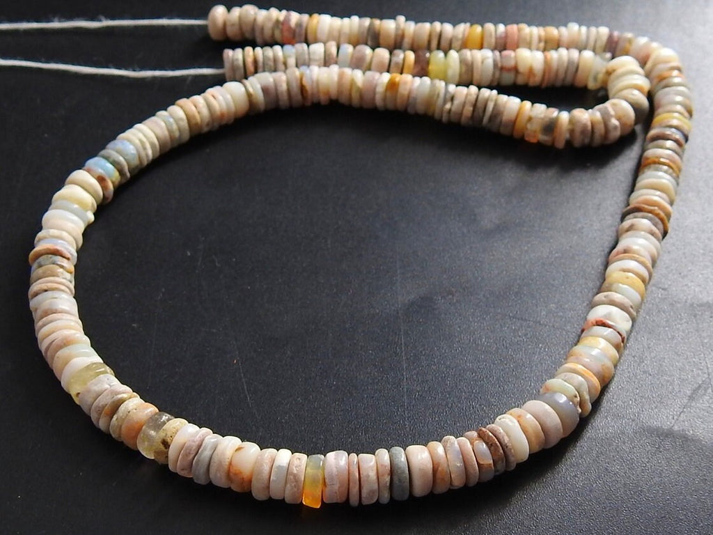 Natural Australian Opal Multi Shaded Smooth Polished Tire Coin Button Wheel Shape Beads 16Inch Strand 5-7mm For Jewelry Making Stone MS-T2