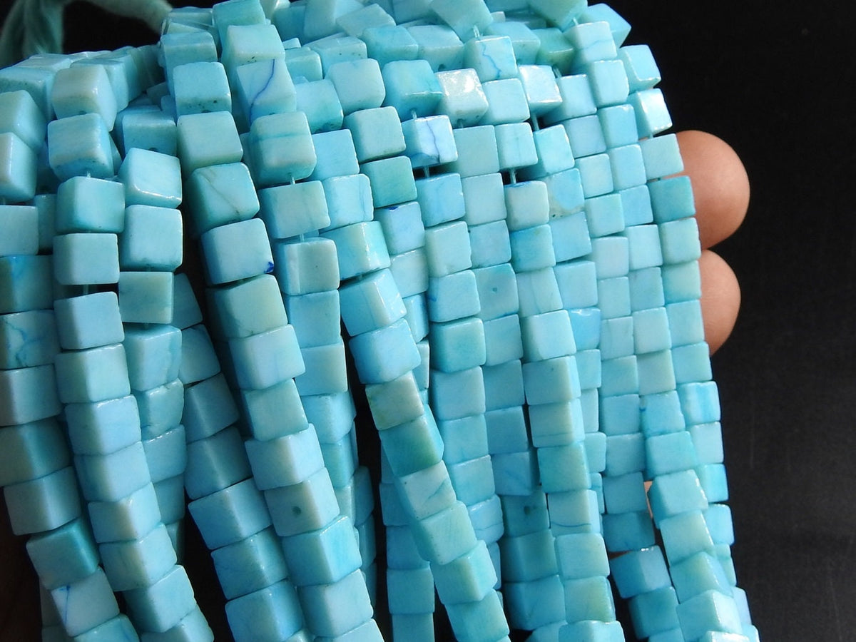 Blue Indian Opal Smooth Cube Beads 6mm Approx Box Cuboid Shape 16Inch Strand New Arrival Wholesale Price Loose Gemstone for Jewelry Supplies