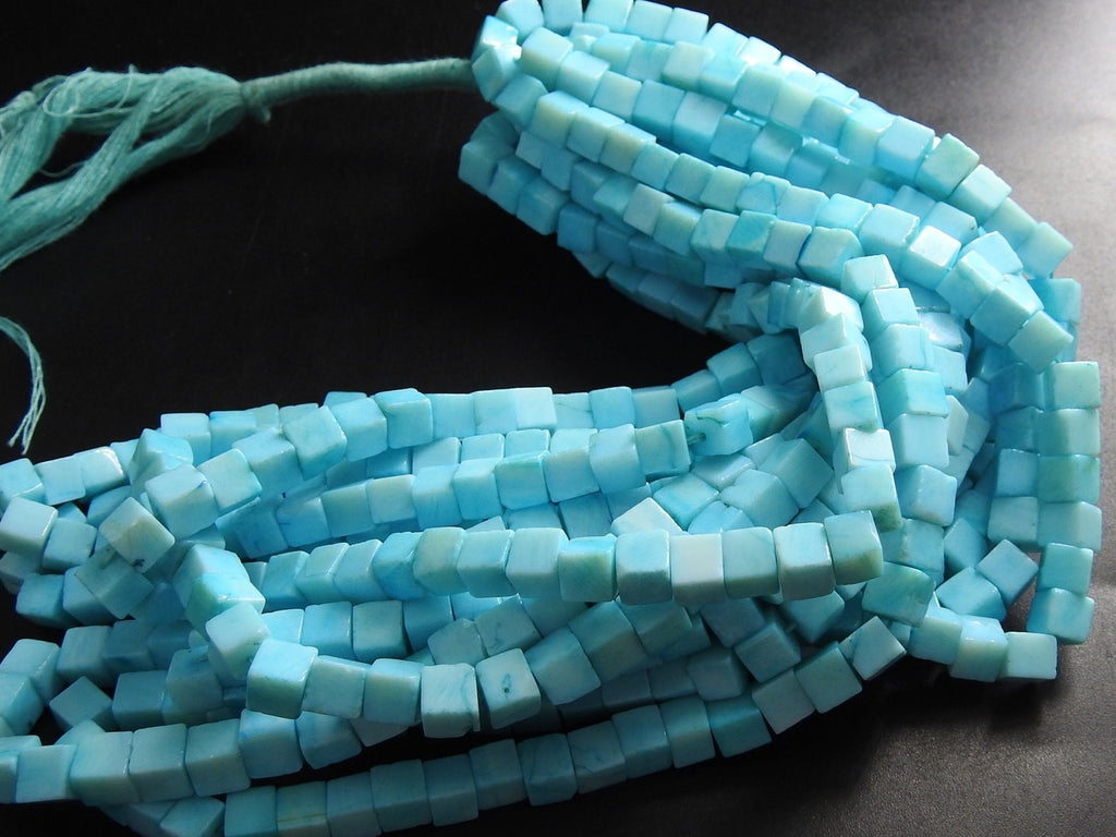 Blue Indian Opal Smooth Cube Beads 6mm Approx Box Cuboid Shape 16Inch Strand New Arrival Wholesale Price Loose Gemstone for Jewelry Supplies