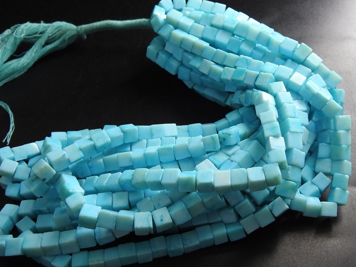 Blue Indian Opal Smooth Cube Beads 6mm Approx Box Cuboid Shape 16Inch Strand New Arrival Wholesale Price Loose Gemstone for Jewelry Supplies
