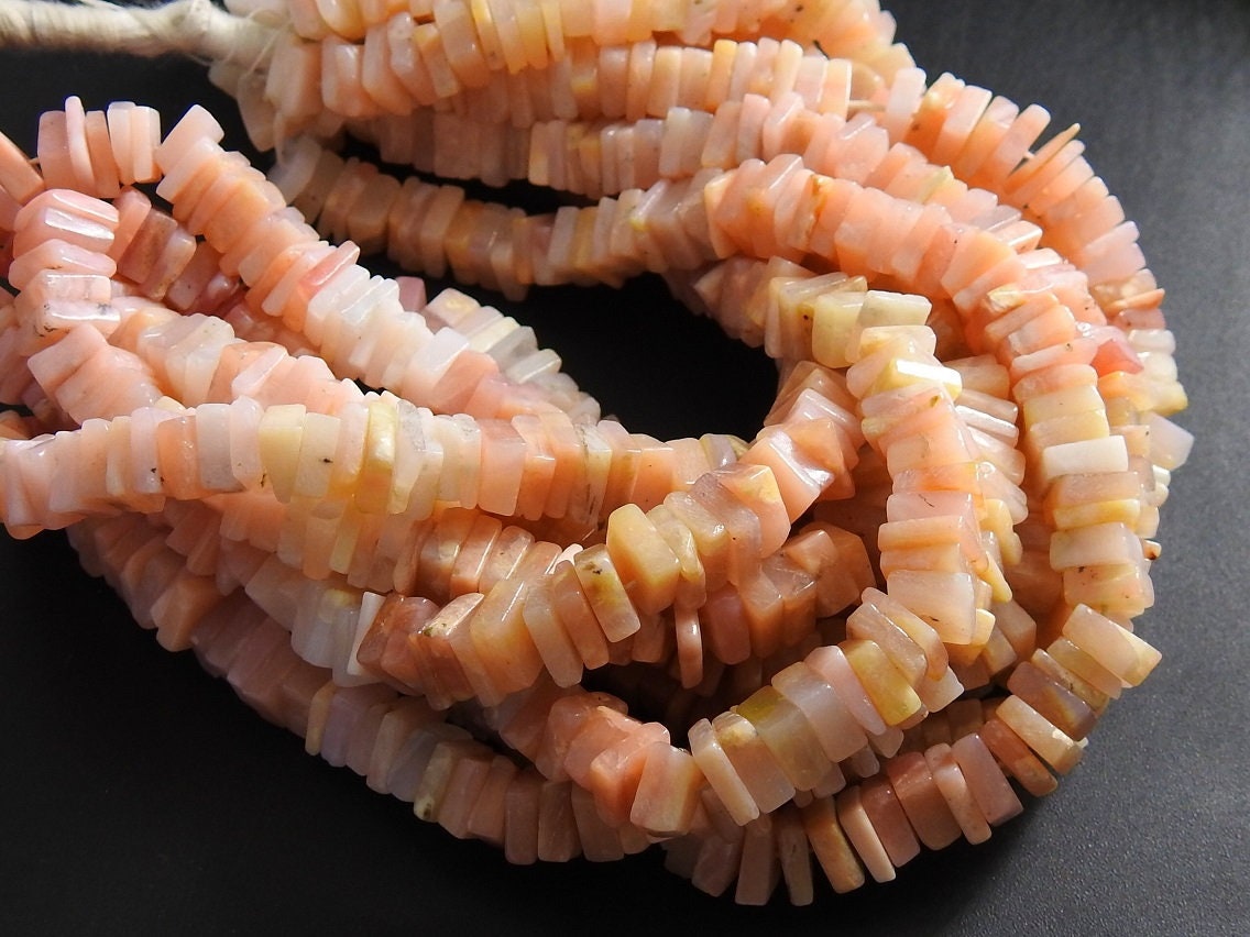 Pink Peruvian Opal Heishe 6mm Square Cushion Bead 16 Inch Strand, Natural Gemstone Loose Beads For Handmade DIY Jewelry Making Supply