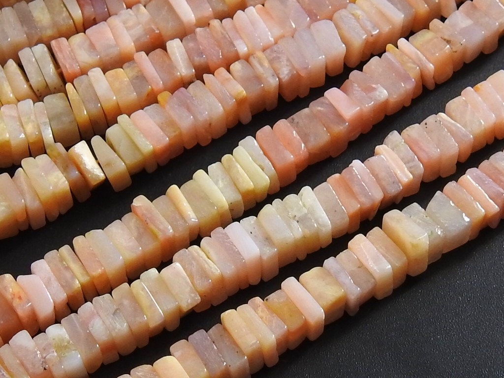 Pink Peruvian Opal Heishe 6mm Square Cushion Bead 16 Inch Strand, Natural Gemstone Loose Beads For Handmade DIY Jewelry Making Supply