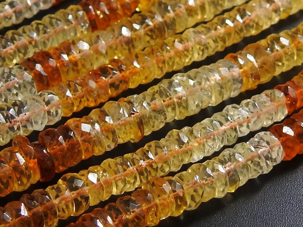 Citrine Shaded Faceted Tire Bead Coin Button Wheel 14Inches Strand Wholesaler Supplies Natural Stone PME-T1