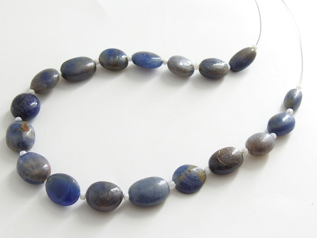 Natural Blue Sapphire Smooth Oval Tumble Beads, 8 Inch Strand Loose Gemstone for DIY Jewelry Making, Wholesale Supplies PME-TU5
